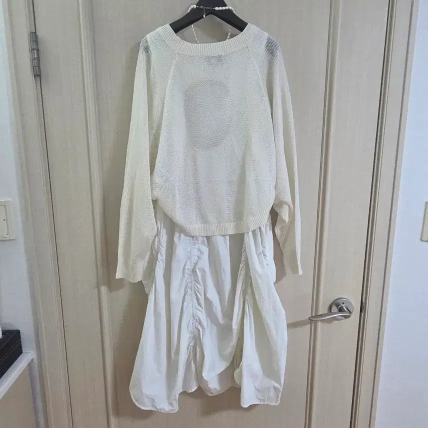 [BUNJANG] Sleeveless Shirring Dress Cardigan Set / 나시 셔링원피스 가디건 세트구성