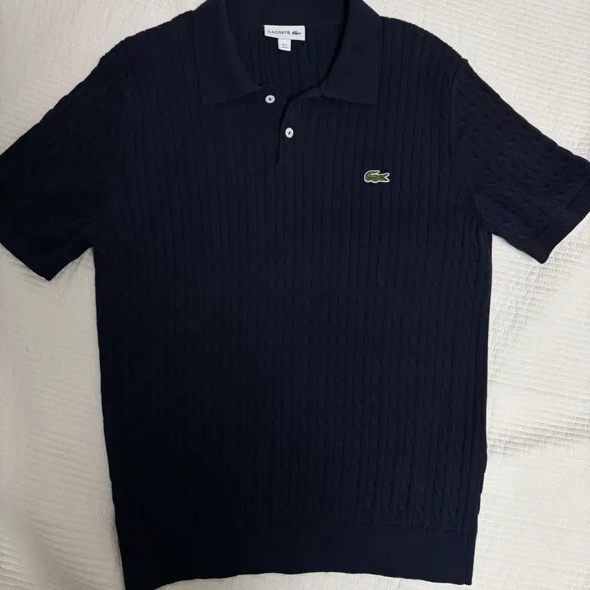 [BUNJANG] Lacoste Cable Knit Polo Shirt Navy Size 4 / 라코스테 케이블 니트 카라티 4사이즈 네이비 판매합니다.