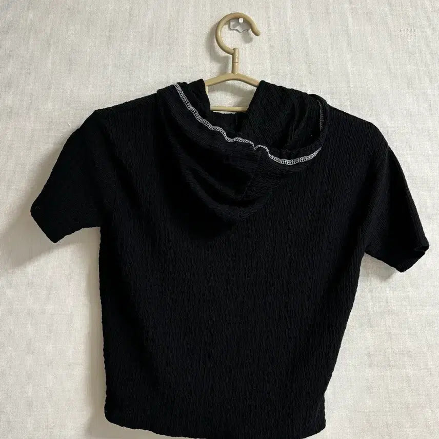 [BUNJANG] PLACE.STUDIO Short Sleeve String Hoodie Black / 플레이스스튜디오 반팔 스트링 후드티 블랙