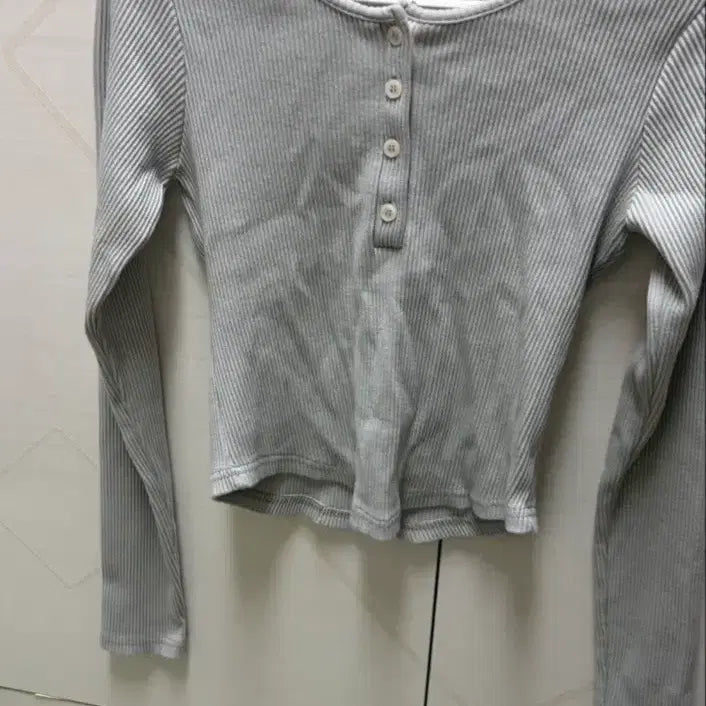 [BUNJANG] Thisway Ribbed Crop Top (Gray) / Thisway 골지 크롭티 (그레이)