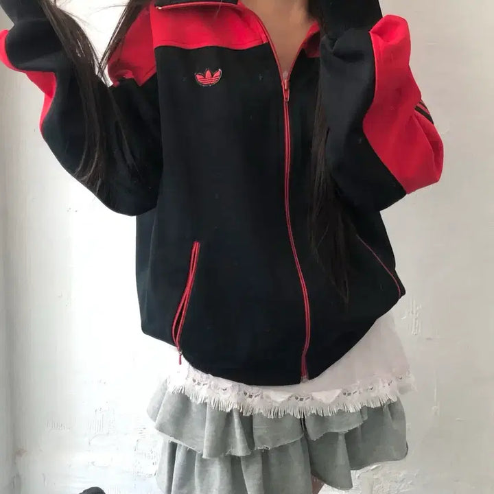 [BUNJANG] Adidas 90s West Germany Firebird Two-Tone Track Top / Adidas 아디다스 90s 서독제 파이어버드 와펜 레드 투톤 트랙탑