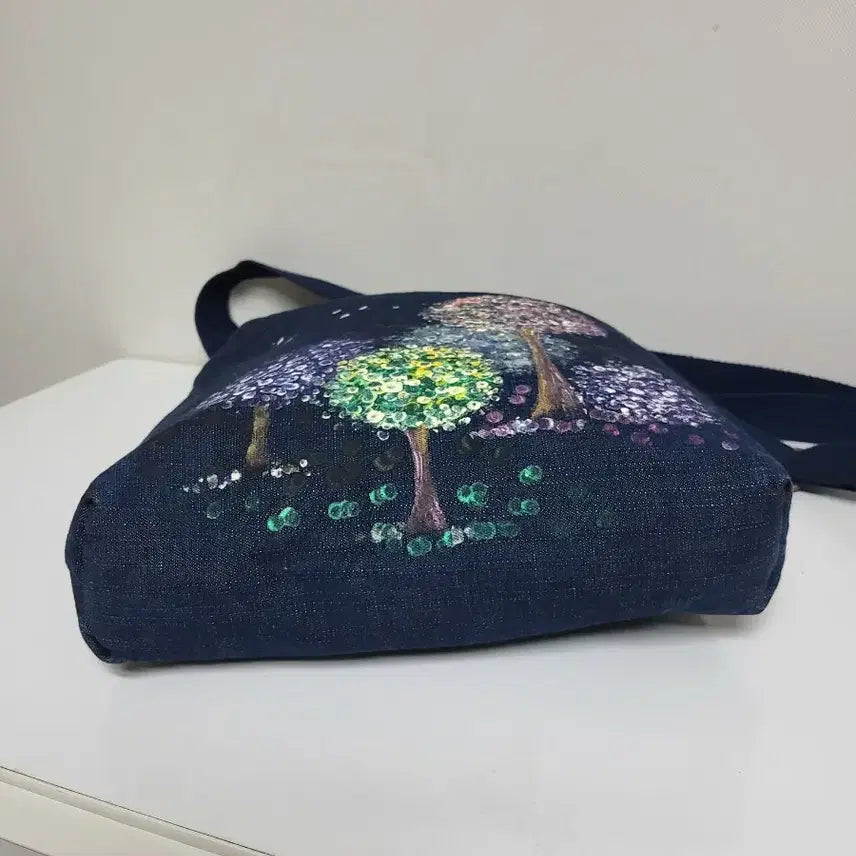 [BUNJANG] Denim Hydrangea Art Print Crossbody Bag / 데님 수국아트그림 크로스백 *24/31