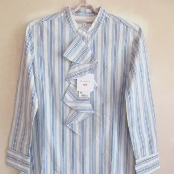 [BUNJANG] Uniqlo Blue Stripe 100% Cotton Shirt (Tag Included) / 택있음) 유니클로, 블루 스트라이프 /면100