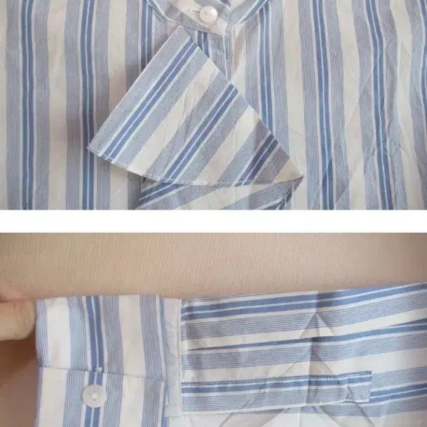 [BUNJANG] Uniqlo Blue Stripe 100% Cotton Shirt (Tag Included) / 택있음) 유니클로, 블루 스트라이프 /면100