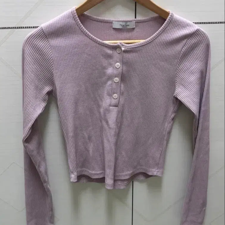 [BUNJANG] Ribbed Knit Cropped Sweater / 연보라색 골지 크롭 니트
