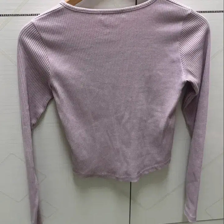 [BUNJANG] Ribbed Knit Cropped Sweater / 연보라색 골지 크롭 니트