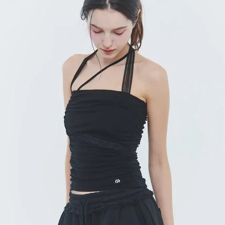 [BUNJANG] Pain Or Pleasure Angel Shirring Top Black / 페인오어플레져 엔젤 셔링 탑 블랙