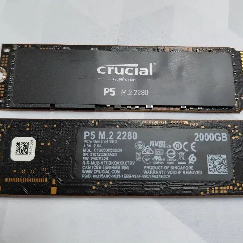 [BUNJANG] Crucial P5 M.2 NVMe SSD 2TB (2-Pack) / 마이크론 크루셜 P5 M.2 NVMe SSD 2TB 2개