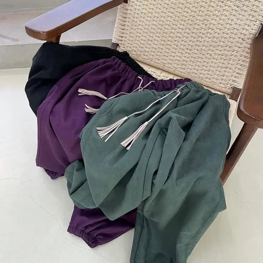 [BUNJANG] Velvet Jogger Pants with Tassel Detail / (새상품) 모리걸 테슬 벨벳 조거 트레이닝 팬츠 바지