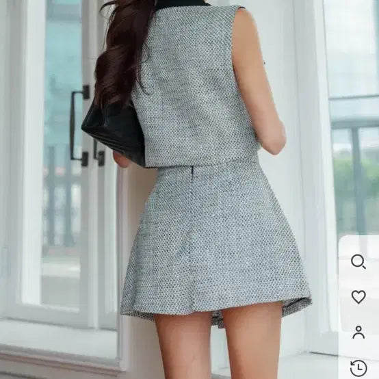 [BUNJANG] Tweed Sleeveless Vest and Pleated Skirt Set / 나시베스트 셋업