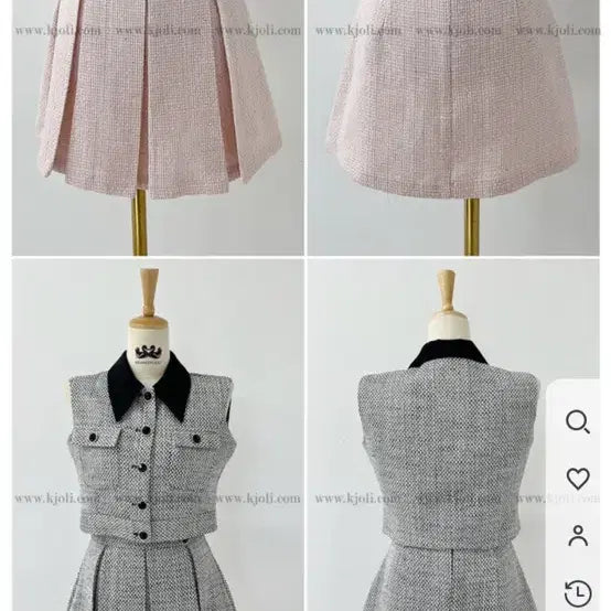 [BUNJANG] Tweed Sleeveless Vest and Pleated Skirt Set / 나시베스트 셋업