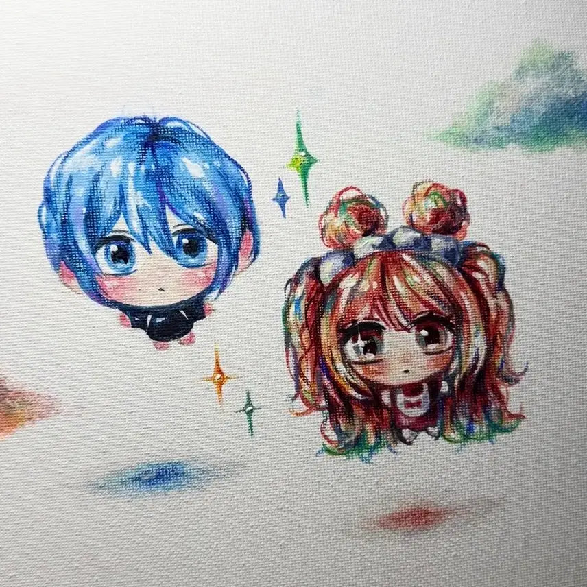 [BUNJANG] Custom SD Hand-Drawn Canvas Art Commission / 개싼 실물배송 캔버스 SD 손그림 커미션!