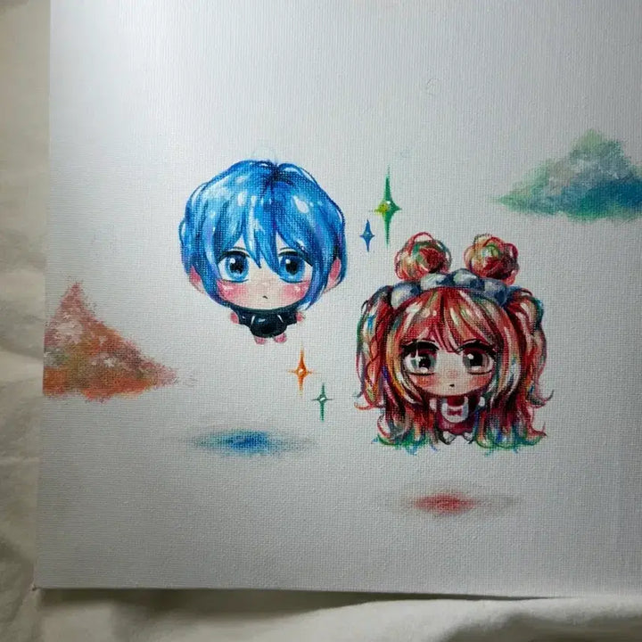 [BUNJANG] Custom SD Hand-Drawn Canvas Art Commission / 개싼 실물배송 캔버스 SD 손그림 커미션!
