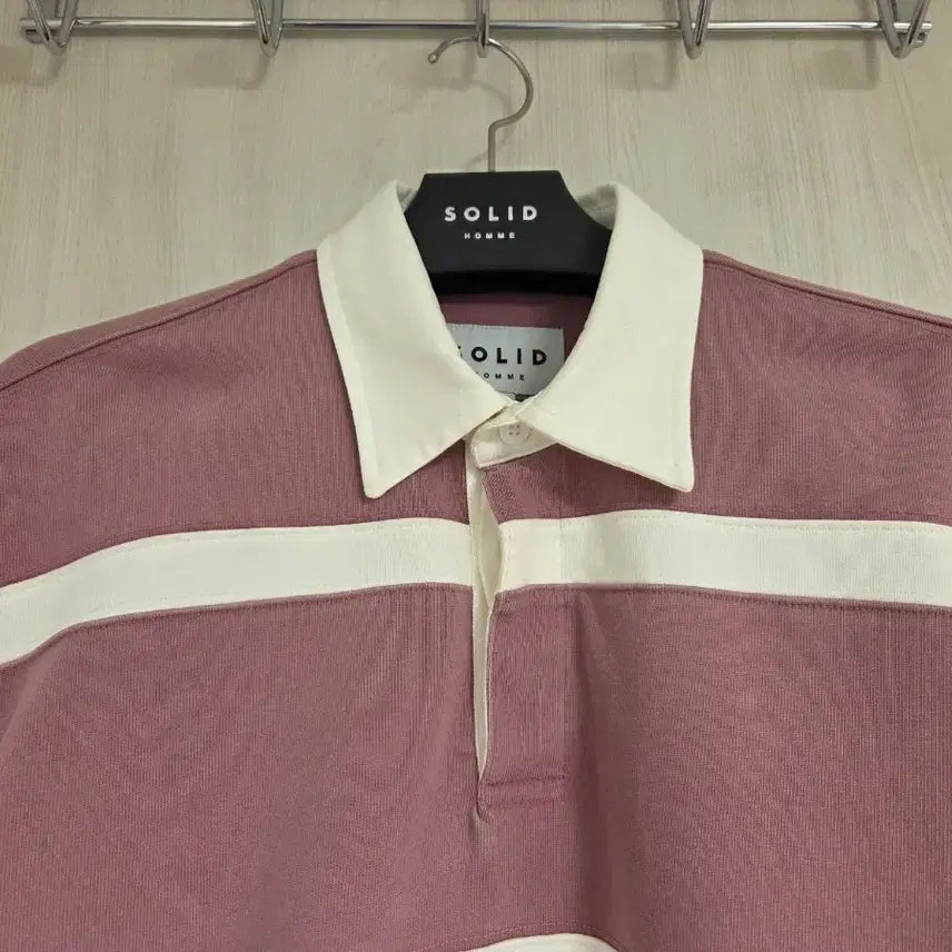 [BUNJANG] Solid Homme 25FW Arcav Stripe Collar Short Sleeve T-Shirt Size 46 / [새제품] 솔리드옴므 25FW 아르카브 스트라이프 카라 반팔 티셔츠 46