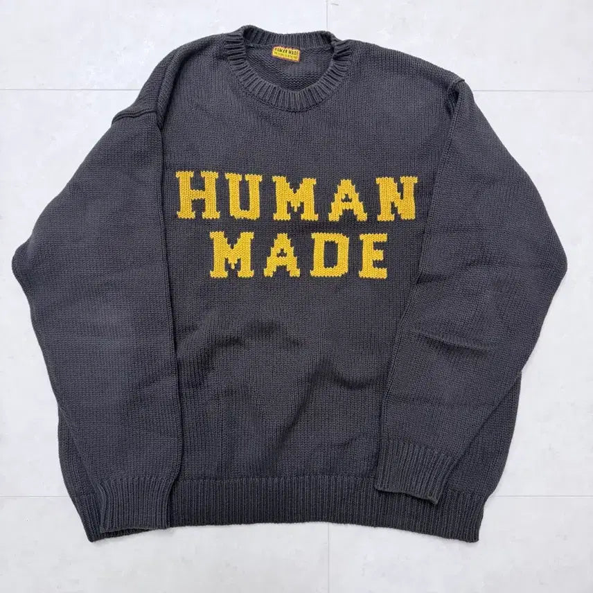 [SOLD OUT] (2xl)휴먼메이드 북극곰니트 로우 게이지 니트 스웨터 차콜