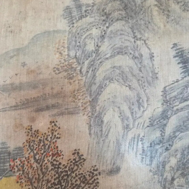 [BUNJANG] Antique Korean Painting of Landscape with Figures on Silk / 동양화 오래되어 보이는 고화 추경산수인물도 비단에채색