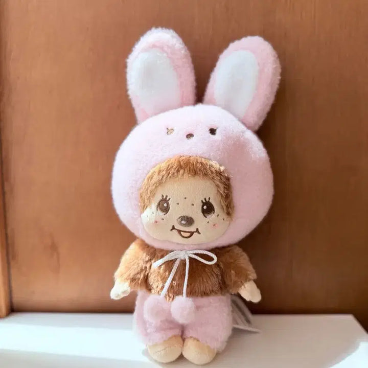 [BUNJANG] Monchhichi Pink Rabbit Outfit Doll 38cm / 일본 핑크 토끼옷을 입은 몬치치 인형 38cm
