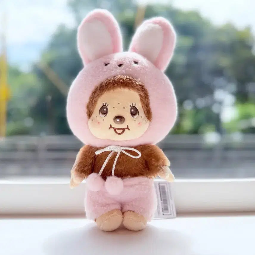 [BUNJANG] Monchhichi Pink Rabbit Outfit Doll 38cm / 일본 핑크 토끼옷을 입은 몬치치 인형 38cm