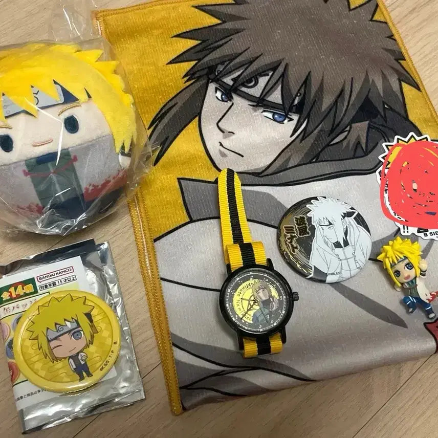 [BUNJANG] Naruto Minato Goods Bundle (Plush, Watch, Can Badges, Figure, Stickers) / 나루토 미나토 굿즈 누이 시계 캔뱃지 피규어 스티커 등 일괄