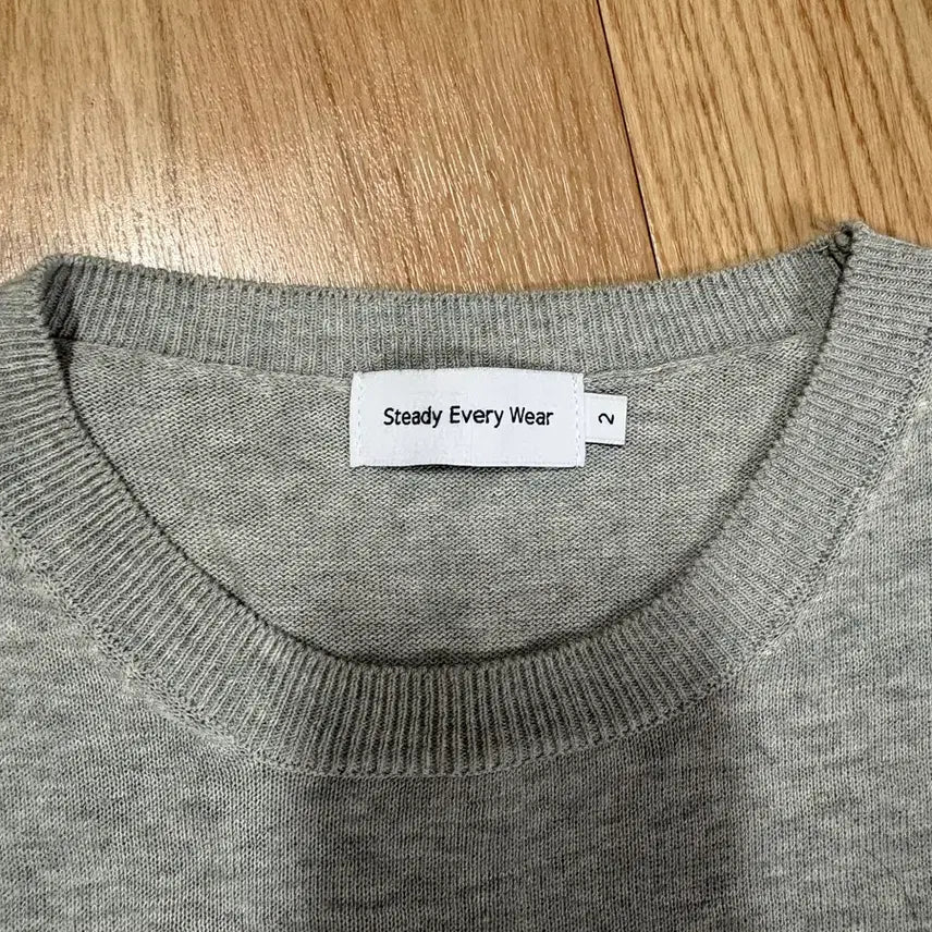 [BUNJANG] Steady Everywear Round Short Sleeve Knit (Light Gray Melange) Size 2 / 스테디에브리웨어 라운드 반팔 니트(라이트 그레이 멜란지) 2