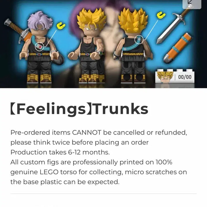 [BUNJANG] Feelings Dragon Ball Trunks Custom Lego Minifigure / 필링스 드래곤볼 트랭크스 커스텀 레고 미니 피규어