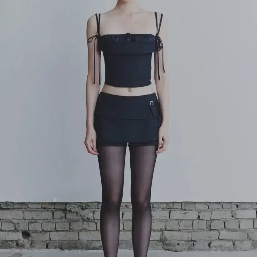 [SOLD OUT] 페인오어플레져 하트리본탑 HEART RIBBON TOP 차콜