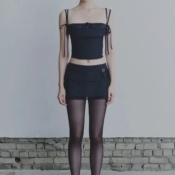 [SOLD OUT] 페인오어플레져 하트리본탑 HEART RIBBON TOP 차콜