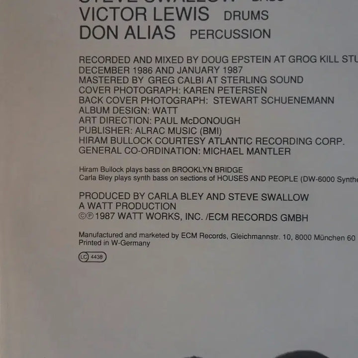 [BUNJANG] Carla Bley Sextet German Pressing LP (Mint Condition) / Carla bley Sextet Lp 민트급