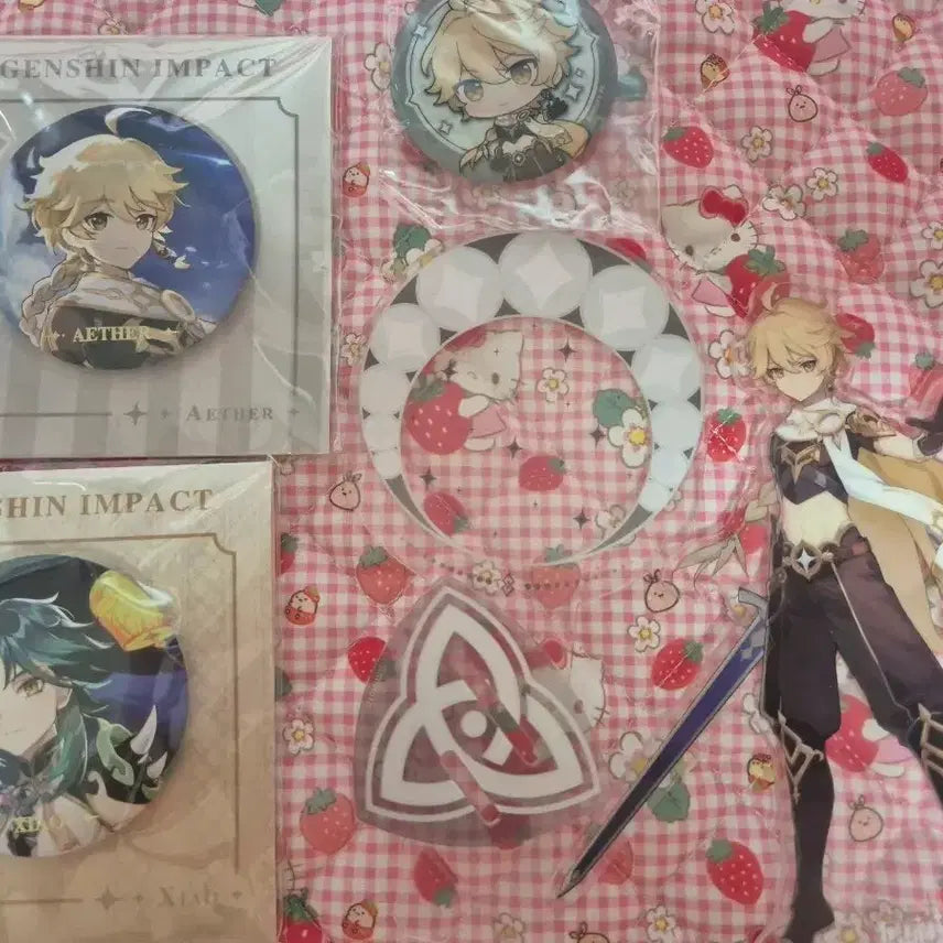 [BUNJANG] Genshin Impact Aether &amp; Xiao Can Badge &amp; Acrylic Stand Bundle Set / 원신 아이테르 소 캔뱃지 아크릴스탠드 일괄
