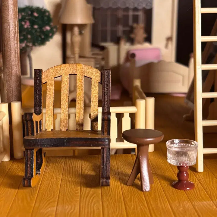 [BUNJANG] Miniature Rocking Chair, Table, and Lamp Set / 미니어처 흔들의자+테이블+조명 세트