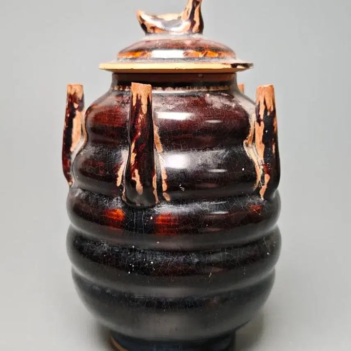 [BUNJANG] Yuan Dynasty Black Glaze Guanbing Chinese Antique Celadon / [진품] 출토품 원대 흑유 사관병 중국도자기 골동품 고미술품 수집품