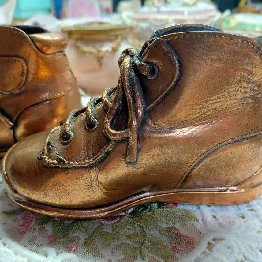 [BUNJANG] Rare 1940s Antique Bronze Baby Booties Pair - &