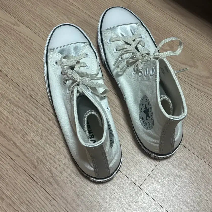 [BUNJANG] Converse High White Silver Sneakers (250) / 컨버스 하이 화이트실버/250