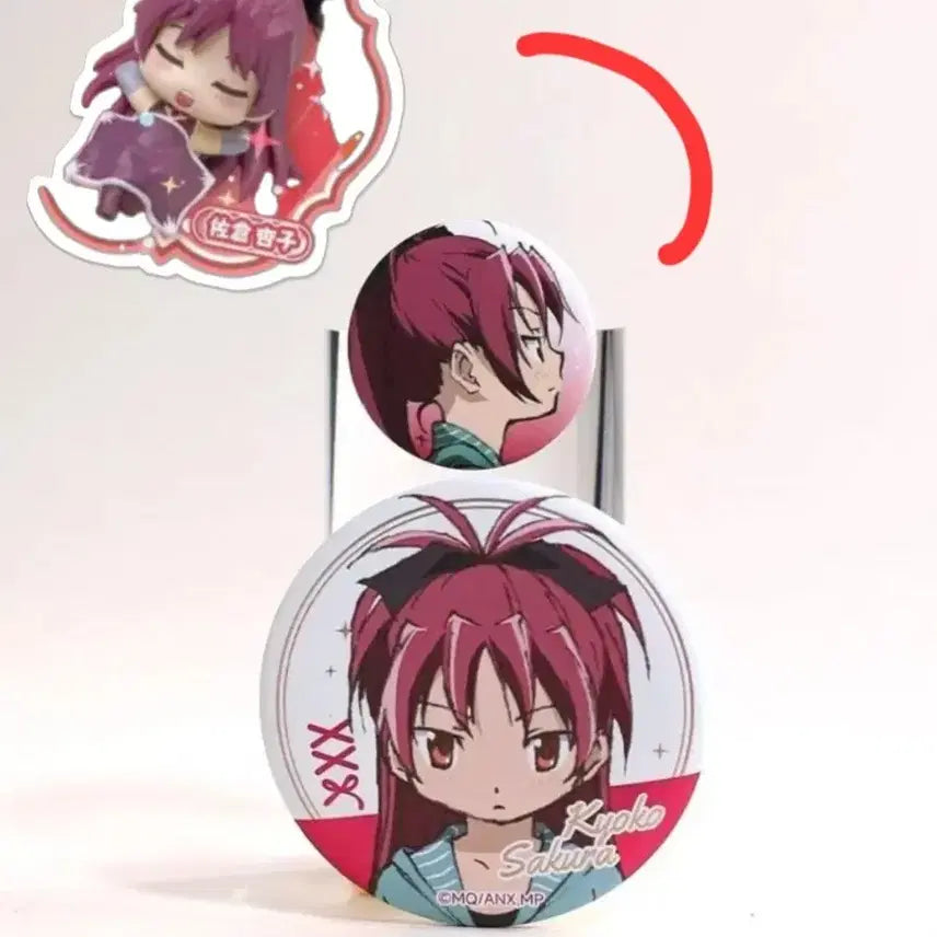 [BUNJANG] Puella Magi Madoka Magica Kyoko Sakura Pin Badge / 마법소녀 마도카 마기카 사쿠라 쿄코 사쿠라 뱃지 +오네무탄