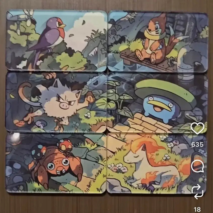 [BUNJANG] Pokemon Card Magnet Set - Consecutive Art (6 Cards) / 포켓몬카드 마그넷 자석 만들기 이어지는 그림 6장 세트