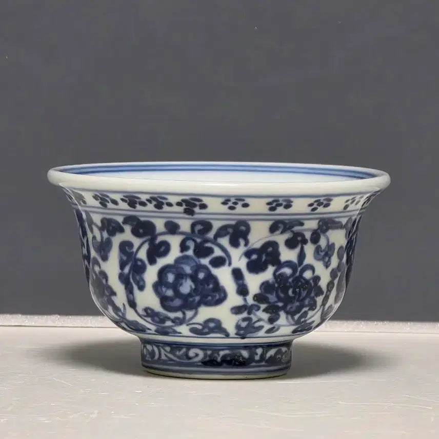 [BUNJANG] Ming Dynasty Yongle Celadon Floral Motif Vase / 명영락 청화전지화훼문 압수배