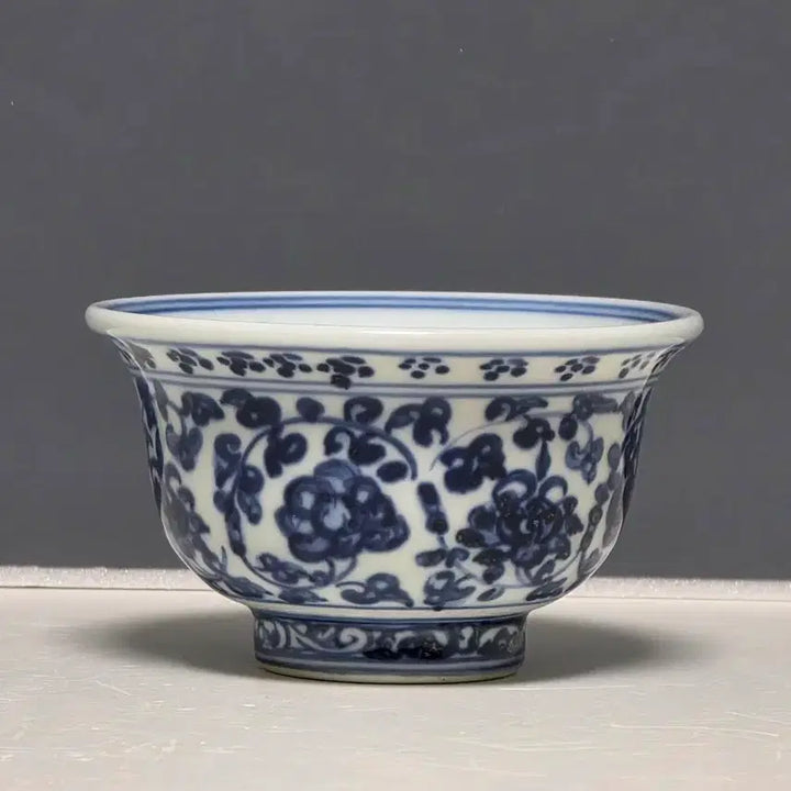 [BUNJANG] Ming Dynasty Yongle Celadon Floral Motif Vase / 명영락 청화전지화훼문 압수배