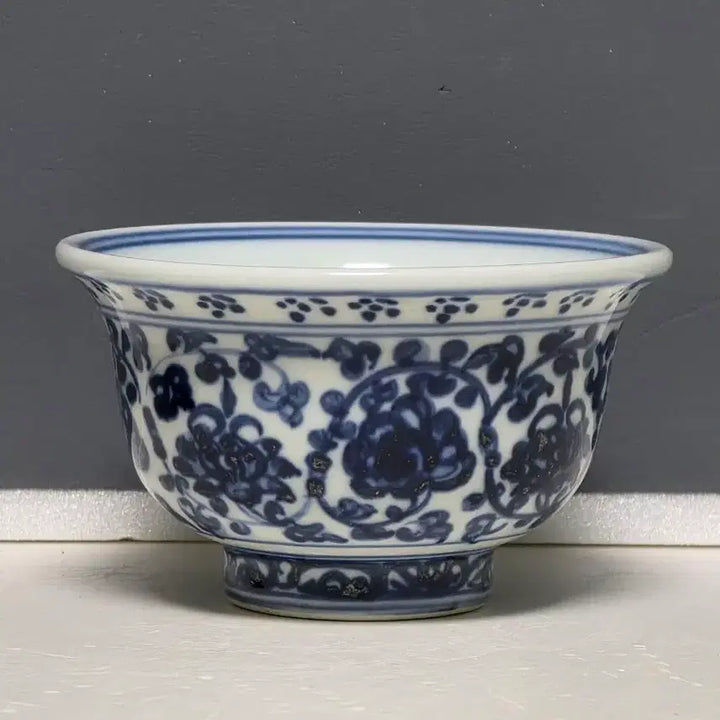 [BUNJANG] Ming Dynasty Yongle Celadon Floral Motif Vase / 명영락 청화전지화훼문 압수배