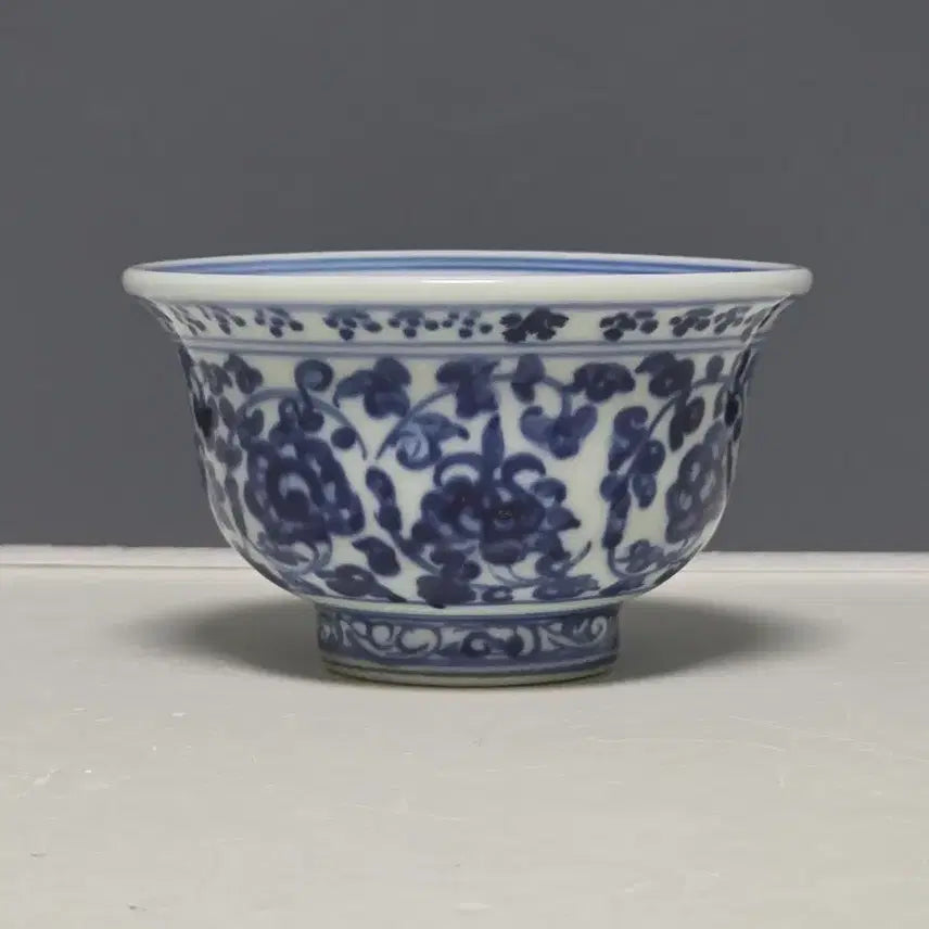 [BUNJANG] Ming Dynasty Yongle Celadon Floral Motif Vase / 명영락 청화전지화훼문 압수배