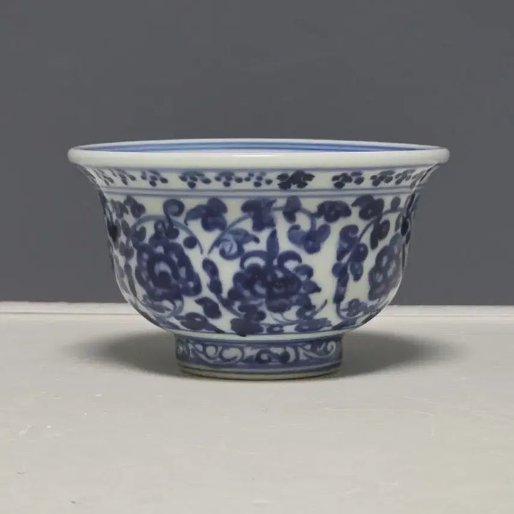 [BUNJANG] Ming Dynasty Yongle Celadon Floral Motif Vase / 명영락 청화전지화훼문 압수배