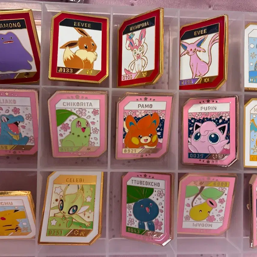 [BUNJANG] Pokemon Nymphia Eevee Ditto Celebi Badge Bundle Set / 일괄) 이삭토스트 포켓몬스터 포켓몬 뱃지 님피아 이브이 메타몽 세레비