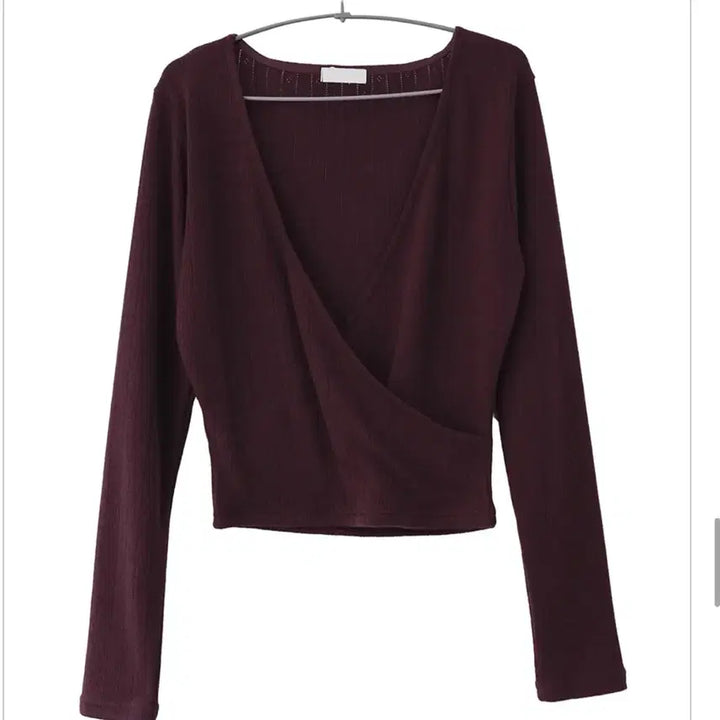 [BUNJANG] Tilde Seoul Have Wrap Layered Knit Top Burgundy / 틸데서울 해브 랩 레이어드 니트 탑 버건디