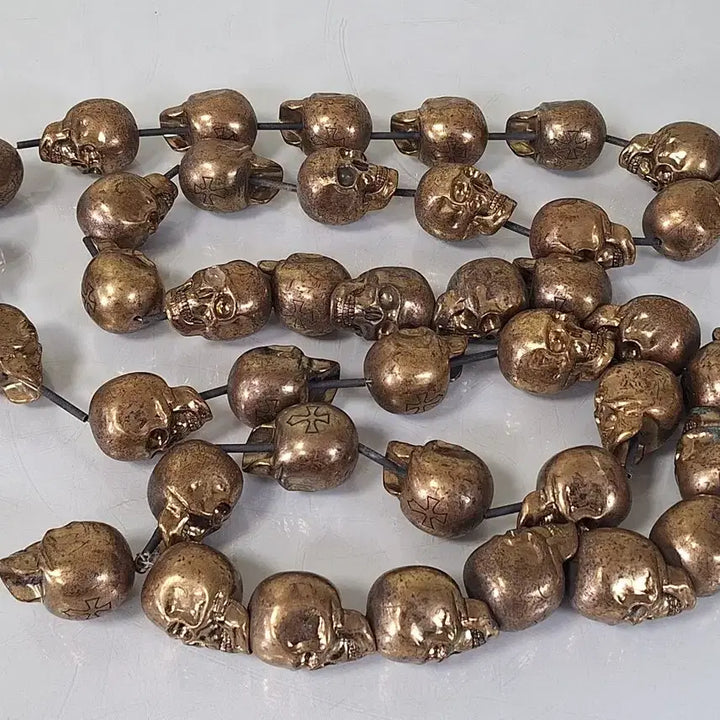 [BUNJANG] Skull Prayer Beads Necklace Set (40 pcs) / 취미 수집 얼굴 해골 공포 풍수 40개