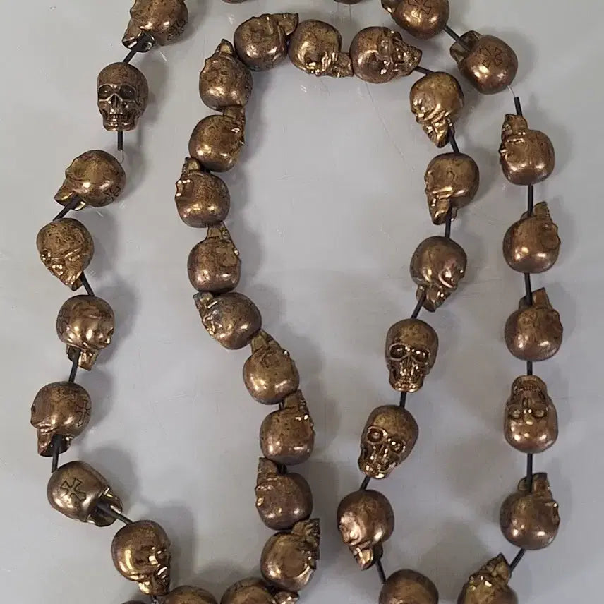 [BUNJANG] Skull Prayer Beads Necklace Set (40 pcs) / 취미 수집 얼굴 해골 공포 풍수 40개
