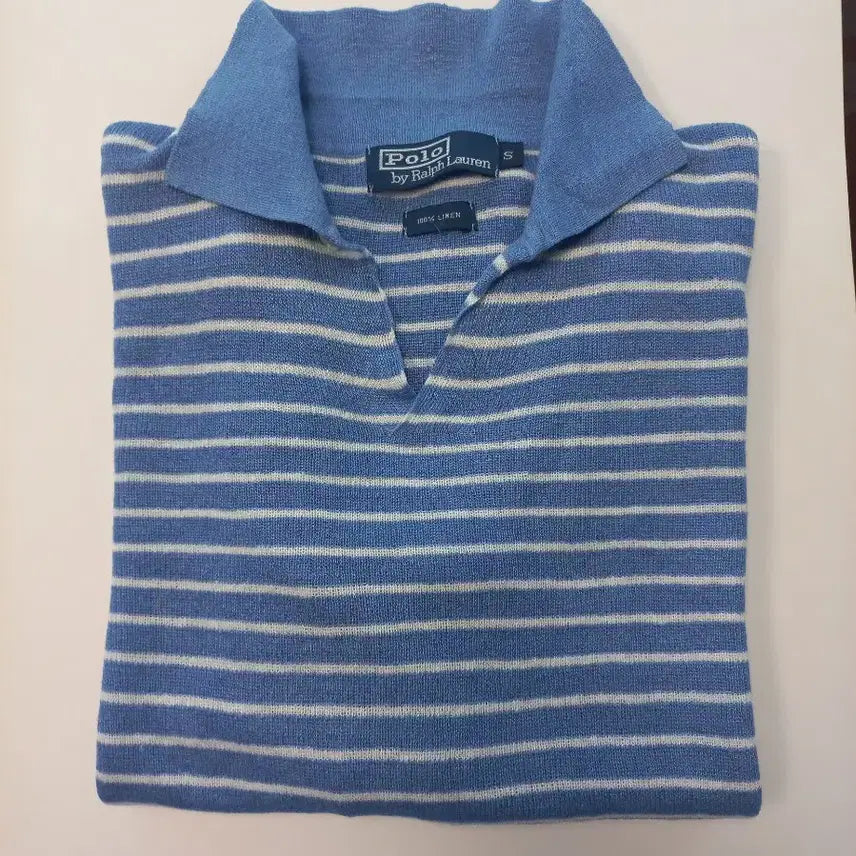 [BUNJANG] Polo Ralph Lauren Striped Linen Polo T-Shirt Size S / 폴로 랄프로렌 스트라이프 린넨 카라티 S