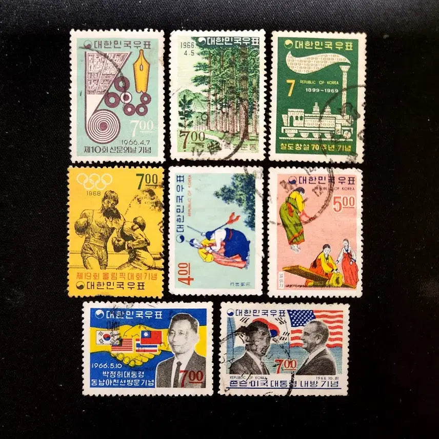 [BUNJANG] 1966-1969 Used 8 Types Commemorative Stamps / 1966-1969 사용제 8종 기념우표