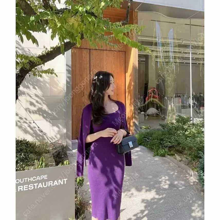 [BUNJANG] Laflah Bella Purple Cardigan + Mini + Long Dress Set / [새상품] 라플라 벨라 퍼플 가디건+미니+롱 원피스 세트