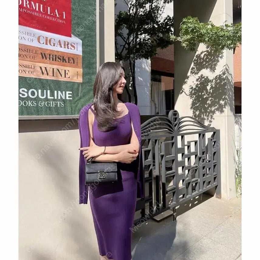 [BUNJANG] Laflah Bella Purple Cardigan + Mini + Long Dress Set / [새상품] 라플라 벨라 퍼플 가디건+미니+롱 원피스 세트