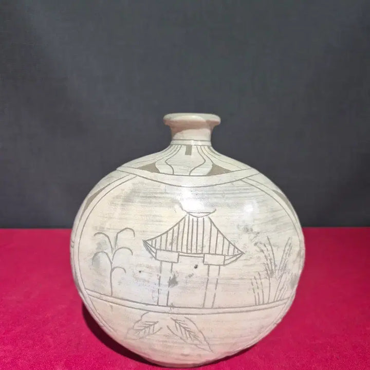 [BUNJANG] Buncheong Ware Complete Pattern Pyeongbyeong / 분청사기 완전범벙 편병