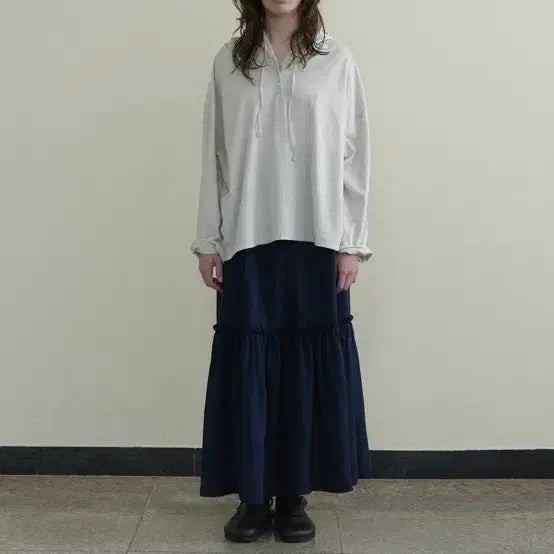 [BUNJANG] VIA NINA Navy Long Skirt / 비아플레인 VIA NINA 롱 스커트 네이비